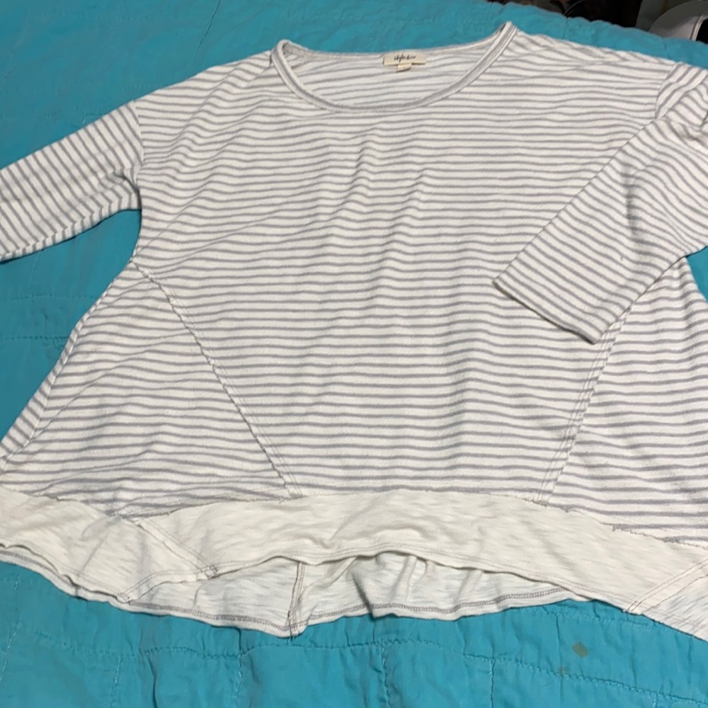 Striped jagged hem top